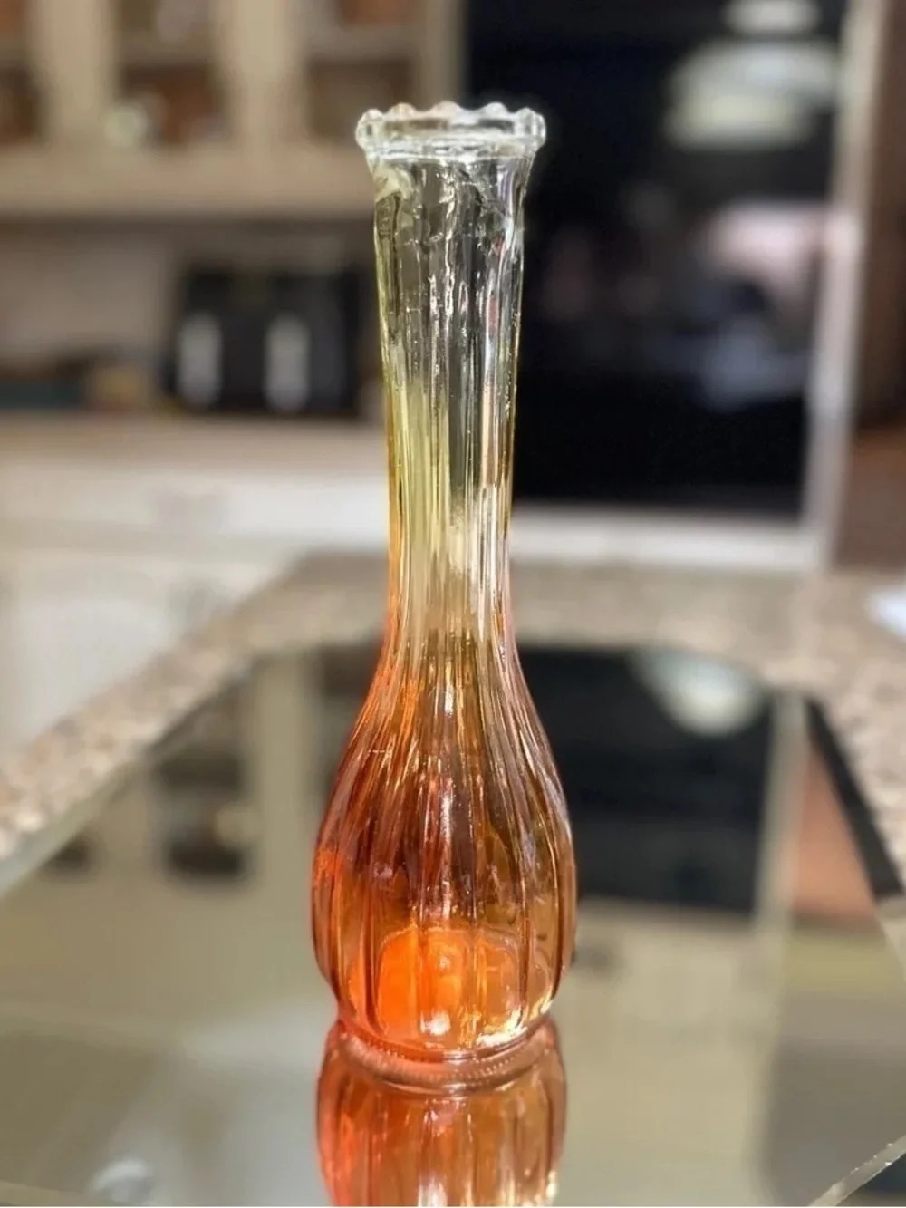 Amber-Gradient Glass Bud Vase - Elegant Home Accent